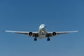 Coming down close to the runway at Pearson International Airport, Toronto Royalty Free Stock Photo