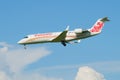 Coming on landing the plane Bombardier CRJ-100ER VP-BNO of airline `Rusline`