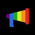 Coming out LGBT sign. message Lesbians and gays. Rainbow megaph