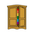 Coming out Wardrobe LGBT symbol. Open closet door. Get out of wa