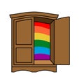 Coming out Wardrobe LGBT symbol. Open closet door. Get out of wa