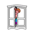 Coming out Wardrobe LGBT symbol. Open closet door. Get out of wa