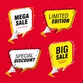 Mega sale banner design concept with megaphone and speech bubble