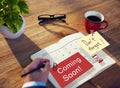 Coming Soon Advertising Announcement Sign Concept Royalty Free Stock Photo