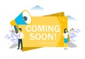 Coming soon announcement, vector flat style design illustration