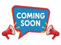 Coming soon announcement isolated on white background Royalty Free Stock Photo