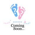 Coming soon baby. Baby gender reveal symbol. Girl, boy and twin baby symbol