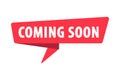 Coming Soon - Banner, Speech Bubble, Label, Sticker, Ribbon Template. Vector Stock Illustration Royalty Free Stock Photo