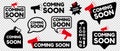 Coming Soon Button Set - Different Vector Illustrations Isolated On Transparent Background Royalty Free Stock Photo