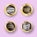 Coming soon button sign stamp set Royalty Free Stock Photo