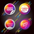 Coming soon buttons dynamic concept Royalty Free Stock Photo