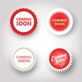 Coming soon buttons under construction sign set Royalty Free Stock Photo