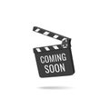 Coming Soon Clapper board isolated on white background Royalty Free Stock Photo