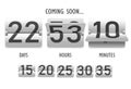 Coming soon, countdown, mechanical scoreboard style digits, numeral