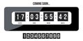 Coming soon. Countdown timer with scoreboard background. Counter timer display Royalty Free Stock Photo
