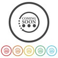 Coming soon loading. Set icons in color circle buttons