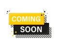 Coming soon megaphone yellow banner in 3D style on white background. Vector illustration. Royalty Free Stock Photo