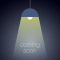 Coming soon message illuminated with light projector blank vector illustration. Coming soon, sale poster, movie poster.