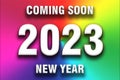 Coming Soon 2023 New Year Text Design Illustration. Banner card for social media post Royalty Free Stock Photo