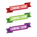 Coming soon ribbon set banner Royalty Free Stock Photo