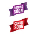 Coming soon ribbon set banner vector Royalty Free Stock Photo