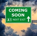 COMING SOON road sign against clear blue sky Royalty Free Stock Photo