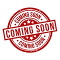 Coming soon round red grunge stamp badge Royalty Free Stock Photo