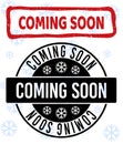 Coming Soon Scratched and Clean Stamp Seals for Xmas Royalty Free Stock Photo