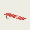 Coming soon sign or banner vector template background with minimalist businessman. Under construction announcement.