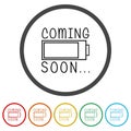 Coming soon sign. Set icons in color circle buttons Royalty Free Stock Photo