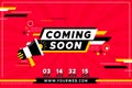 Coming soon teaser with megaphone background vector