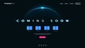 Coming Soon text on abstract Sunrise Dark Background with Flip countdown clock counter timer
