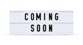 COMING SOON text in a vintage light box. Vector illustration Royalty Free Stock Photo