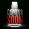 Coming soon. Text in Spotlight shine effects on a dark background Royalty Free Stock Photo