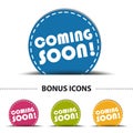 Coming Soon Web Button - Colorful Vector Illustration - Isolated On White Royalty Free Stock Photo