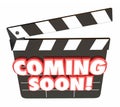 Coming Soon Words Movie Clapper Board Preview Royalty Free Stock Photo