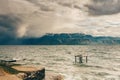 Coming storm over lake Geneva Royalty Free Stock Photo