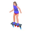 Coming thrill flyboard icon isometric vector. Deep action air