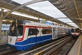 A coming train of Bangkok Mass Transit System commonly known as BTS or Skytrain