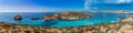 Comino, Malta - Panoramic skyline view of the famous and beautiful Blue Lagoon on the island of Comino Royalty Free Stock Photo