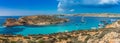 Comino, Malta - Panoramic skyline view of the famous and beautiful Blue Lagoon on the island of Comino with sailboats Royalty Free Stock Photo