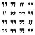 Comma, comma icon, punctuation mark. Set of black comma signs isolated on white. Vector, cartoon illustration