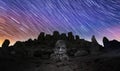 Commagene statue ruins on top of Nemrut Mountain in Adiyaman, Turkey. Stone heads at the top of 2150 meters high Mount Nemrut. Tur Royalty Free Stock Photo