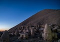 Commagene statues on the summit of Mount Nemrut during sunset with stars in the sky, Adiyaman, Turkey Royalty Free Stock Photo