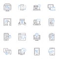 Command center line icons collection. Control, Hub, Monitor, Nerk, Command, Mission, Center vector and linear