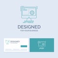 Command, computer, function, process, progress Business Logo Line Icon Symbol for your business. Turquoise Business Cards with