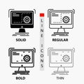 Command, computer, function, process, progress Icon in Thin, Regular, Bold Line and Glyph Style. Vector illustration