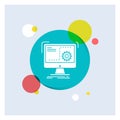 Command, computer, function, process, progress White Glyph Icon colorful Circle Background