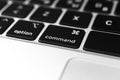 Command key and button on keyboard. Command sign close-up. Modern laptop, communication concept photo