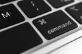 Command key and button on keyboard. Command sign close-up. Modern laptop, communication concept photo